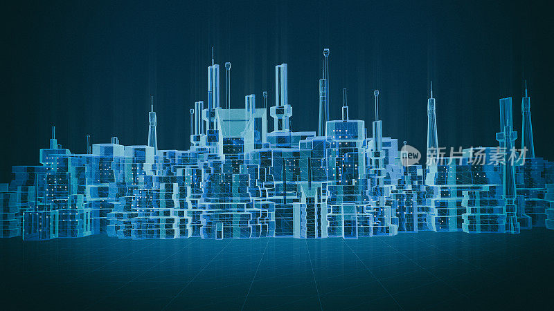 Abstract retro styled city hologram